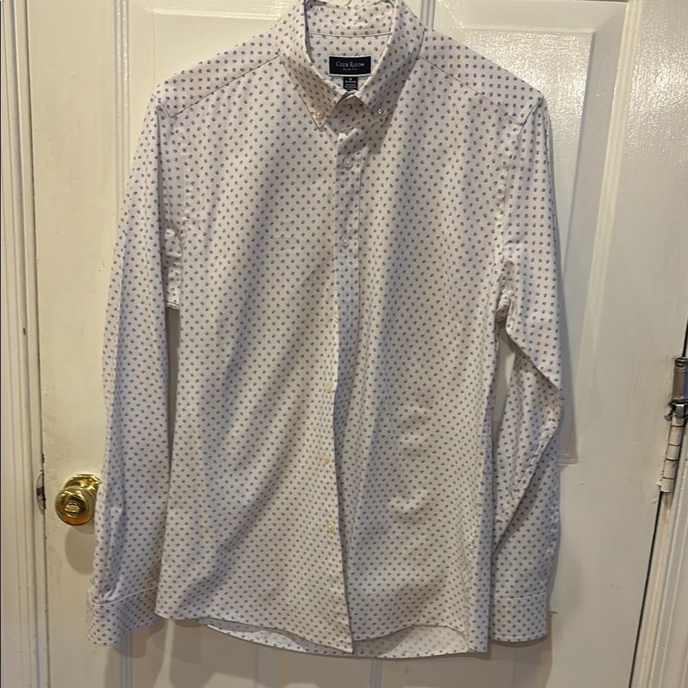 Club Room White Shirt with Blue flowers